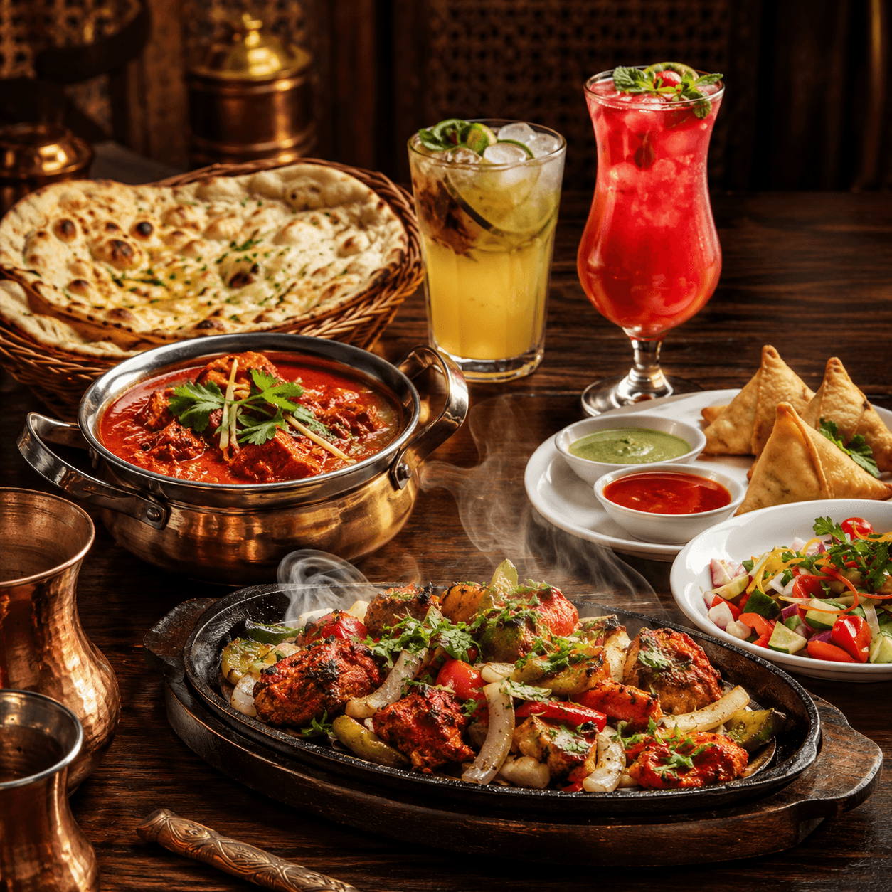 Restaurant hero background showcasing our signature dishes